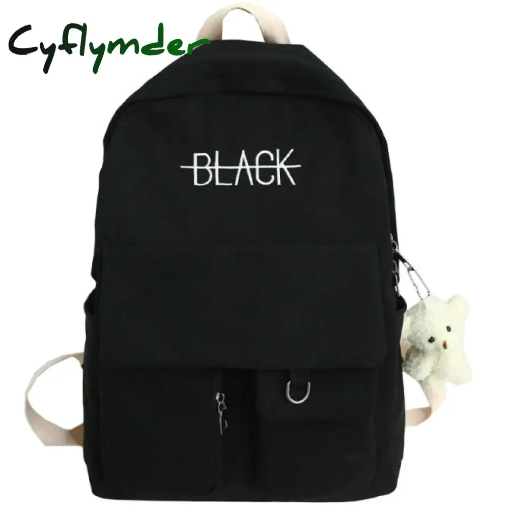 Cyflymder New Student Women Cute Backpack Harajuku Cotton Fabric Female Fashion School Bag Girl