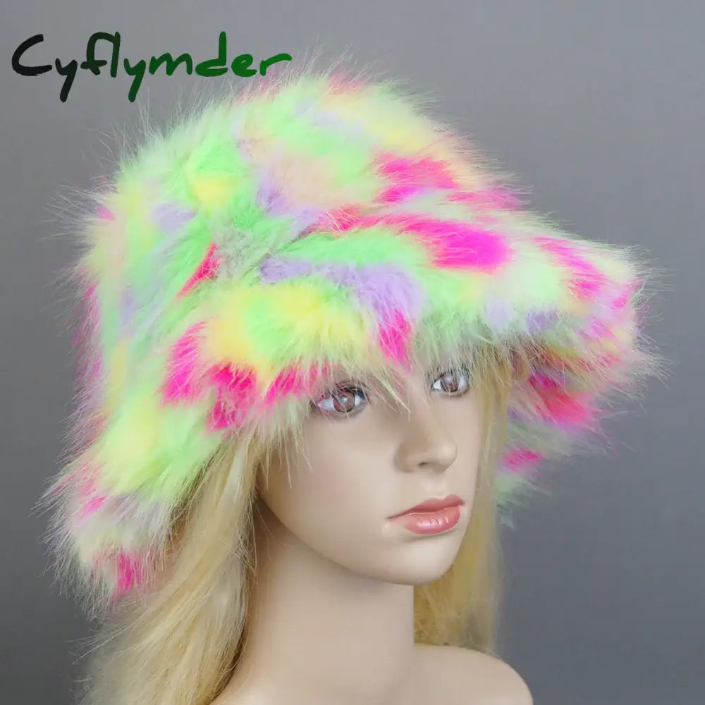 Cyflymder New Style Brand Fake Fox Fur Hats Super Soft Women Winter Hat Cotton Lining Warm Russian Fashion Ski Beanies