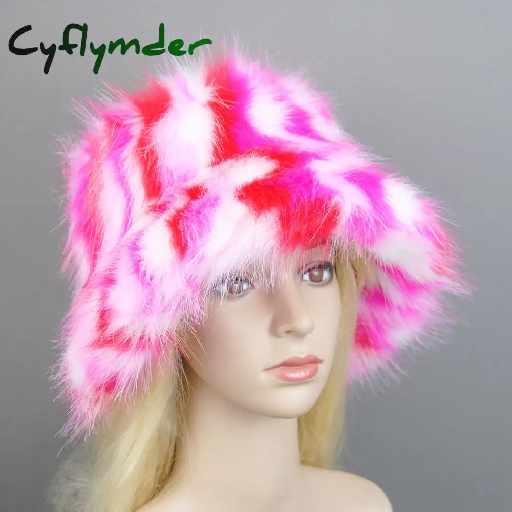 Cyflymder New Style Brand Fake Fox Fur Hats Super Soft Women Winter Hat Cotton Lining Warm Russian Fashion Ski Beanies