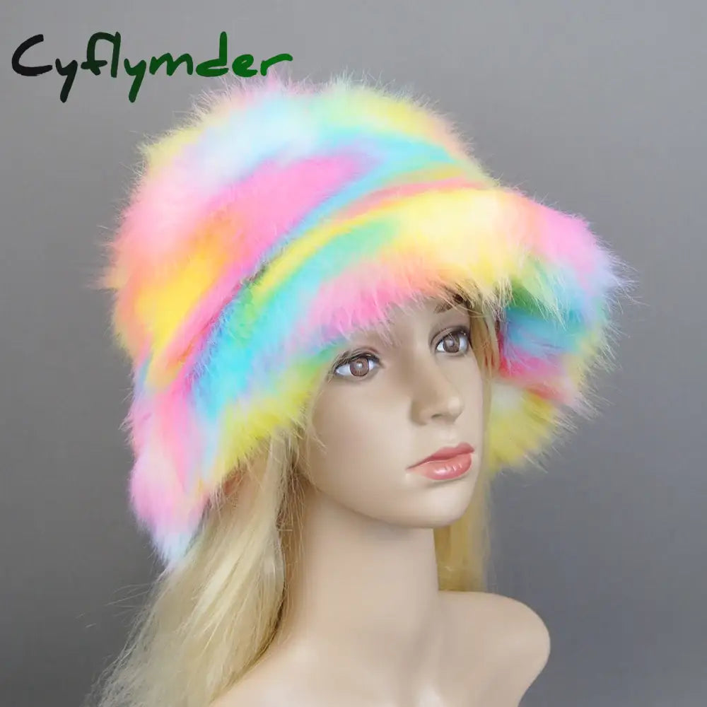 Cyflymder New Style Brand Fake Fox Fur Hats Super Soft Women Winter Hat Cotton Lining Warm Russian Fashion Ski Beanies