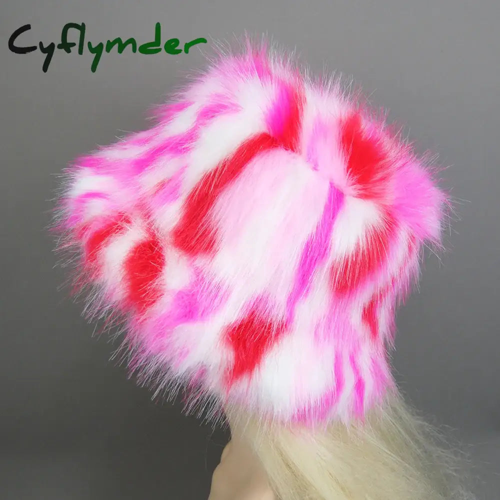 Cyflymder New Style Brand Fake Fox Fur Hats Super Soft Women Winter Hat Cotton Lining Warm Russian Fashion Ski Beanies