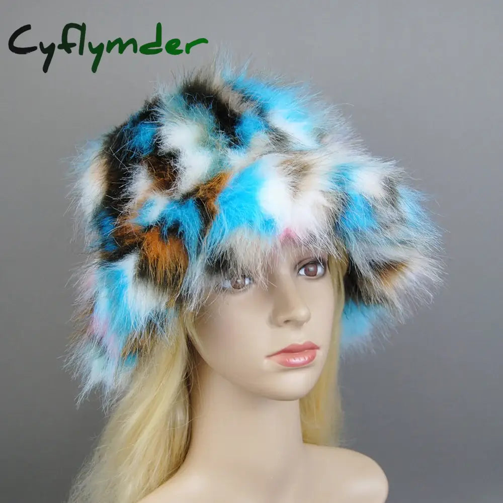 Cyflymder New Style Brand Fake Fox Fur Hats Super Soft Women Winter Hat Cotton Lining Warm Russian Fashion Ski Beanies