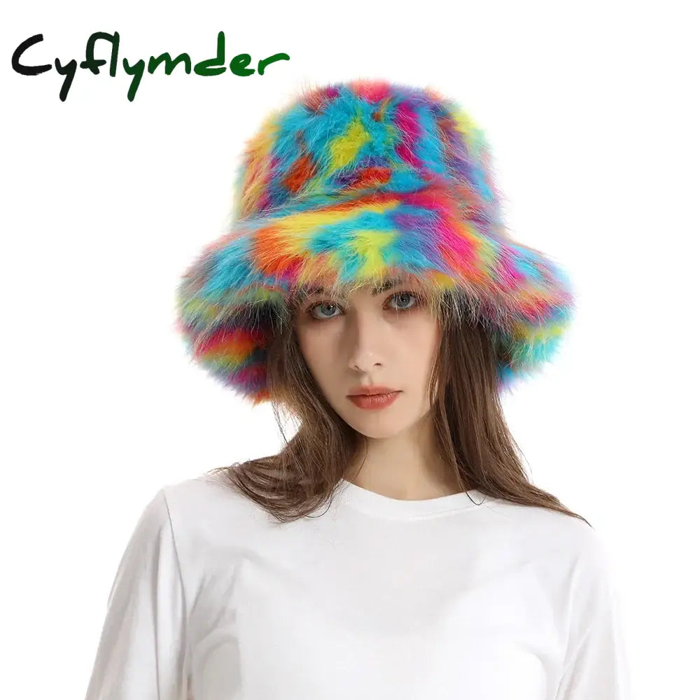 Cyflymder New Style Brand Fake Fox Fur Hats Super Soft Women Winter Hat Cotton Lining Warm Russian Fashion Ski Beanies