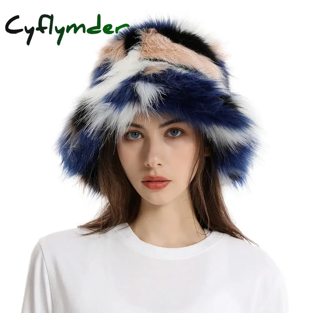Cyflymder New Style Brand Fake Fox Fur Hats Super Soft Women Winter Hat Cotton Lining Warm Russian Fashion Ski Beanies