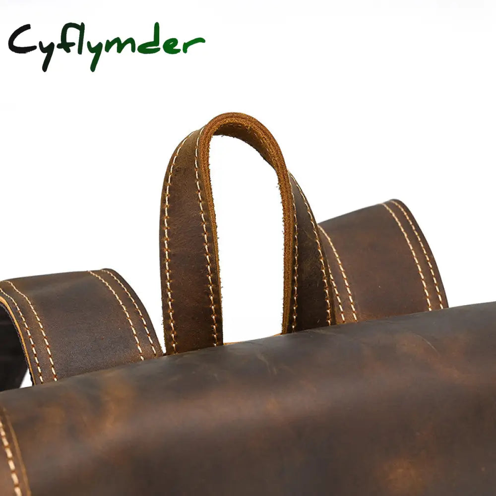 Cyflymder New Style Men’s Leather Backpack Vintage Fashion Men Male Travel Bag Laptop Bagpack For