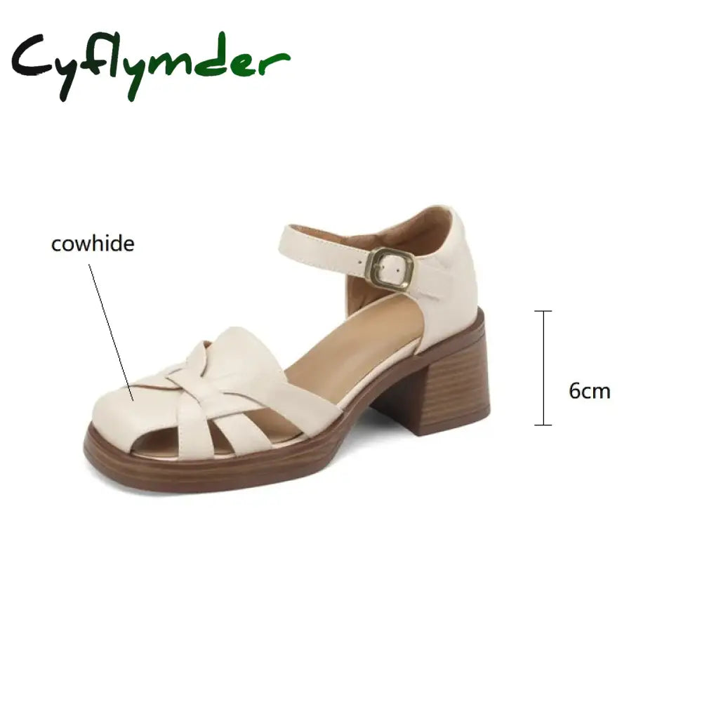 Cyflymder New Summer Sandals Cow Leather Luxury Roman Casual Buckle Strap Shoes Gladiator Thick