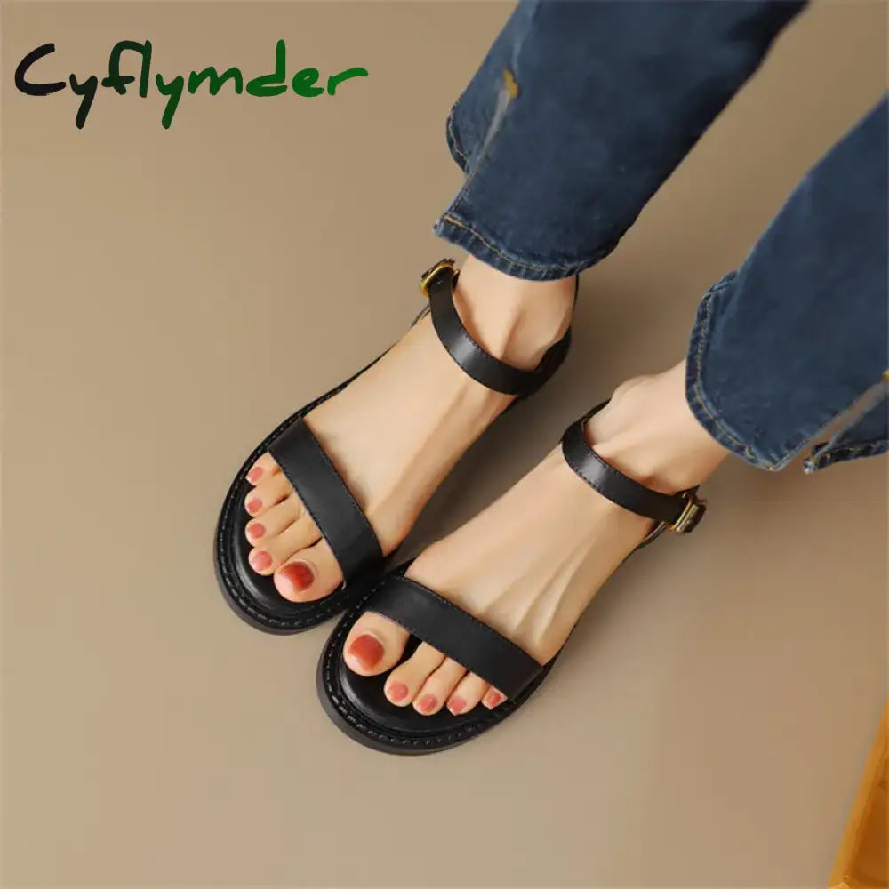Cyflymder New Summer Sandals Women Shoes Open Toe Chunky Heels For Handmade Versatile Low Heel