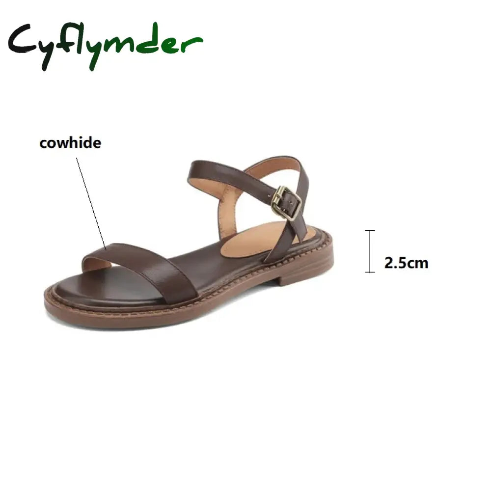 Cyflymder New Summer Sandals Women Shoes Open Toe Chunky Heels For Handmade Versatile Low Heel
