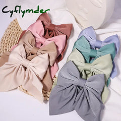 Cyflymder New Sweet Bow Hairpins Solid Color Bowknot Hair Clips For Girls Satin Butterfly Barrettes