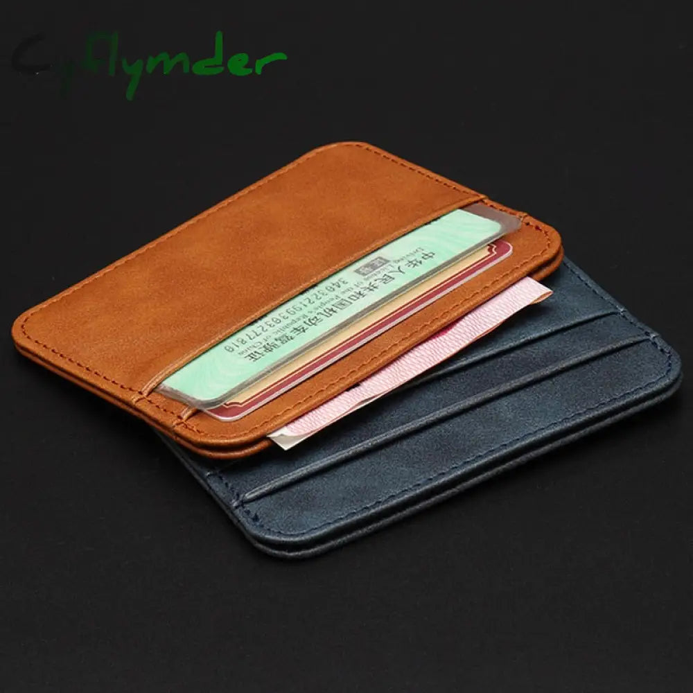 Cyflymder New Thin Pu Leather Mini Wallet Slim Bank Credit Card Holder 5 Slots Men’s Business