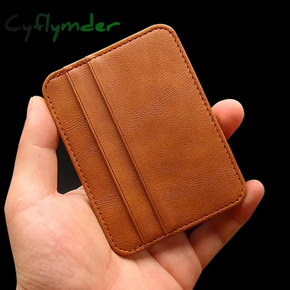 Cyflymder New Thin Pu Leather Mini Wallet Slim Bank Credit Card Holder 5 Slots Men’s Business