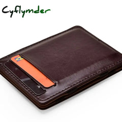 Cyflymder New Thin Vertical Men Wallet Small Pu Leather Elastic Ribbon Purse Mini Solid Id Card