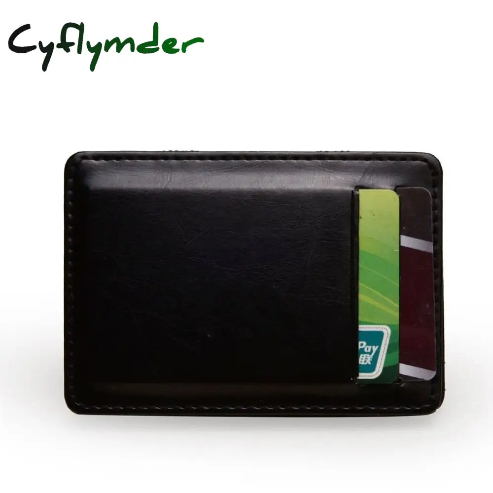 Cyflymder New Thin Vertical Men Wallet Small Pu Leather Elastic Ribbon Purse Mini Solid Id Card