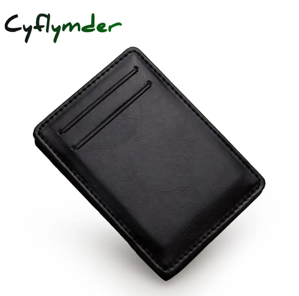 Cyflymder New Thin Vertical Men Wallet Small Pu Leather Elastic Ribbon Purse Mini Solid Id Card