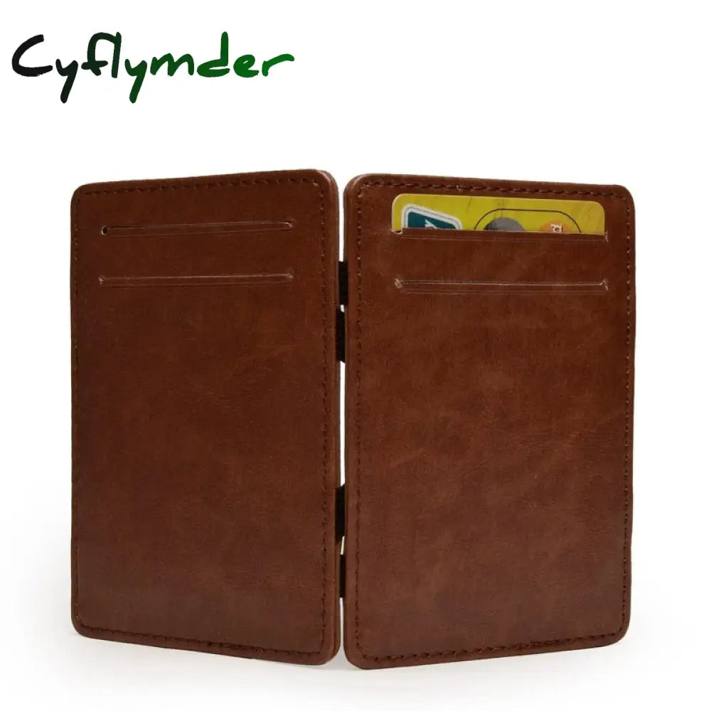 Cyflymder New Thin Vertical Men Wallet Small Pu Leather Elastic Ribbon Purse Mini Solid Id Card