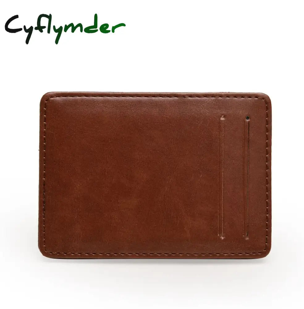 Cyflymder New Thin Vertical Men Wallet Small Pu Leather Elastic Ribbon Purse Mini Solid Id Card