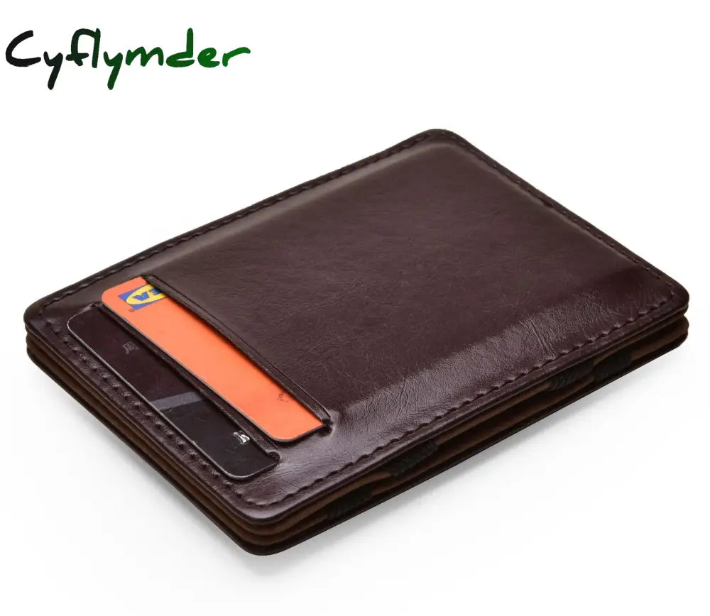 Cyflymder New Thin Vertical Men Wallet Small Pu Leather Elastic Ribbon Purse Mini Solid Id Card