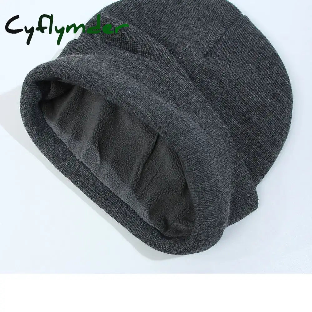 Cyflymder New Unisex Classic Casual Beanie Hat for Men Women Winter Warm Knit Cuffed Beanie Soft Thick Fleece Lined Ski