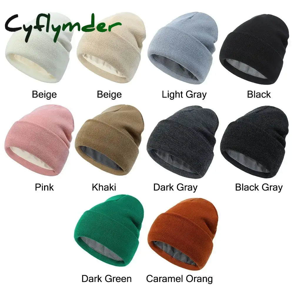 Cyflymder New Unisex Classic Casual Beanie Hat for Men Women Winter Warm Knit Cuffed Beanie Soft Thick Fleece Lined Ski