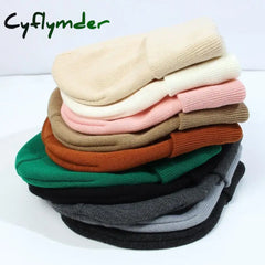 Cyflymder New Unisex Classic Casual Beanie Hat for Men Women Winter Warm Knit Cuffed Beanie Soft Thick Fleece Lined Ski