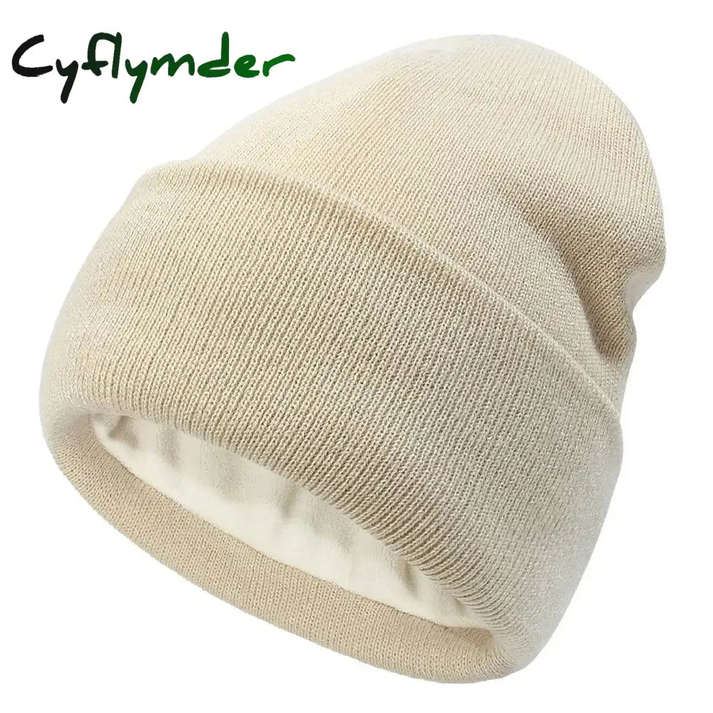 Cyflymder New Unisex Classic Casual Beanie Hat for Men Women Winter Warm Knit Cuffed Beanie Soft Thick Fleece Lined Ski