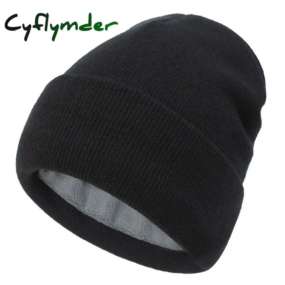 Cyflymder New Unisex Classic Casual Beanie Hat for Men Women Winter Warm Knit Cuffed Beanie Soft Thick Fleece Lined Ski