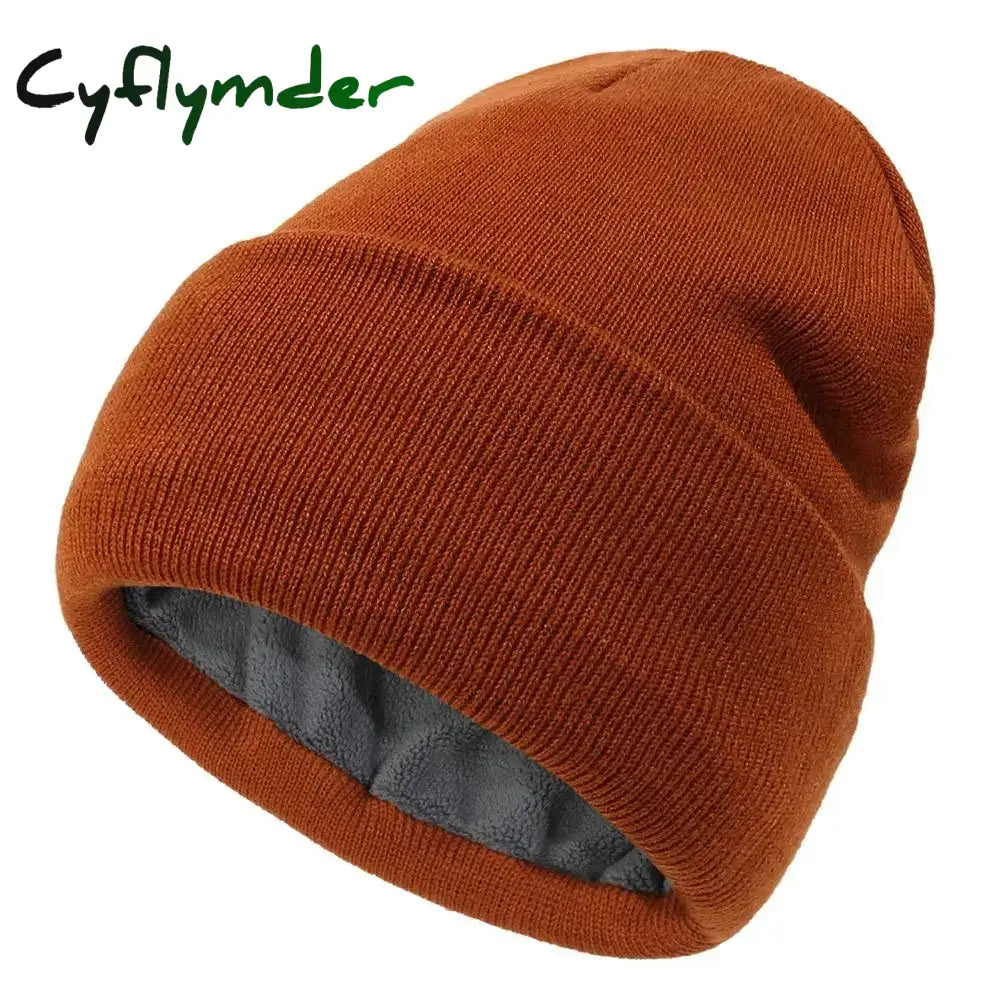 Cyflymder New Unisex Classic Casual Beanie Hat for Men Women Winter Warm Knit Cuffed Beanie Soft Thick Fleece Lined Ski