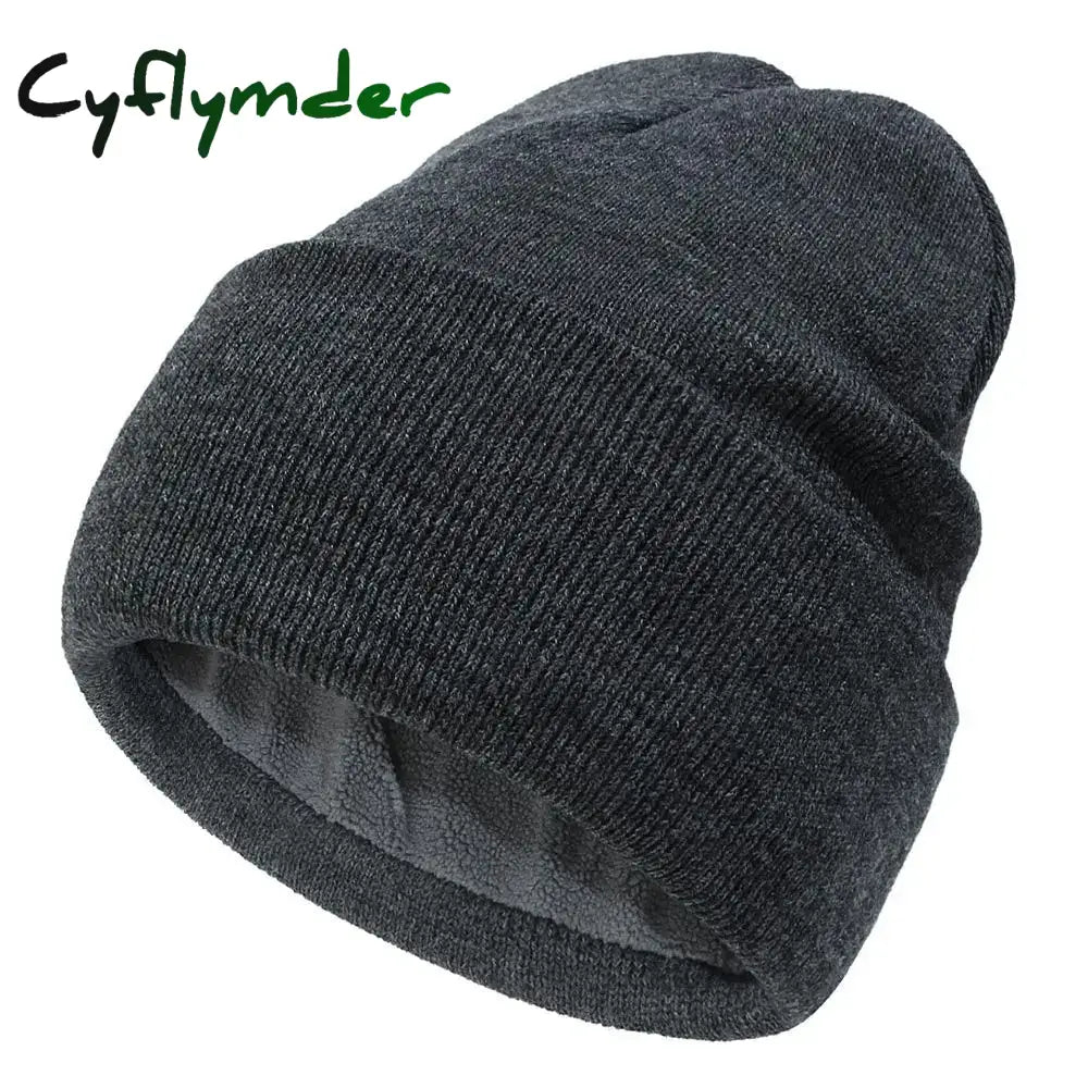 Cyflymder New Unisex Classic Casual Beanie Hat for Men Women Winter Warm Knit Cuffed Beanie Soft Thick Fleece Lined Ski