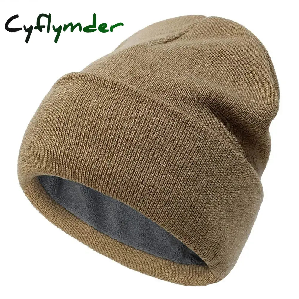 Cyflymder New Unisex Classic Casual Beanie Hat for Men Women Winter Warm Knit Cuffed Beanie Soft Thick Fleece Lined Ski