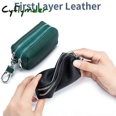 Cyflymder New Versatile Genuine Cowhide Top Layer Cattle Leather Small Items Coins Lipsticks Case