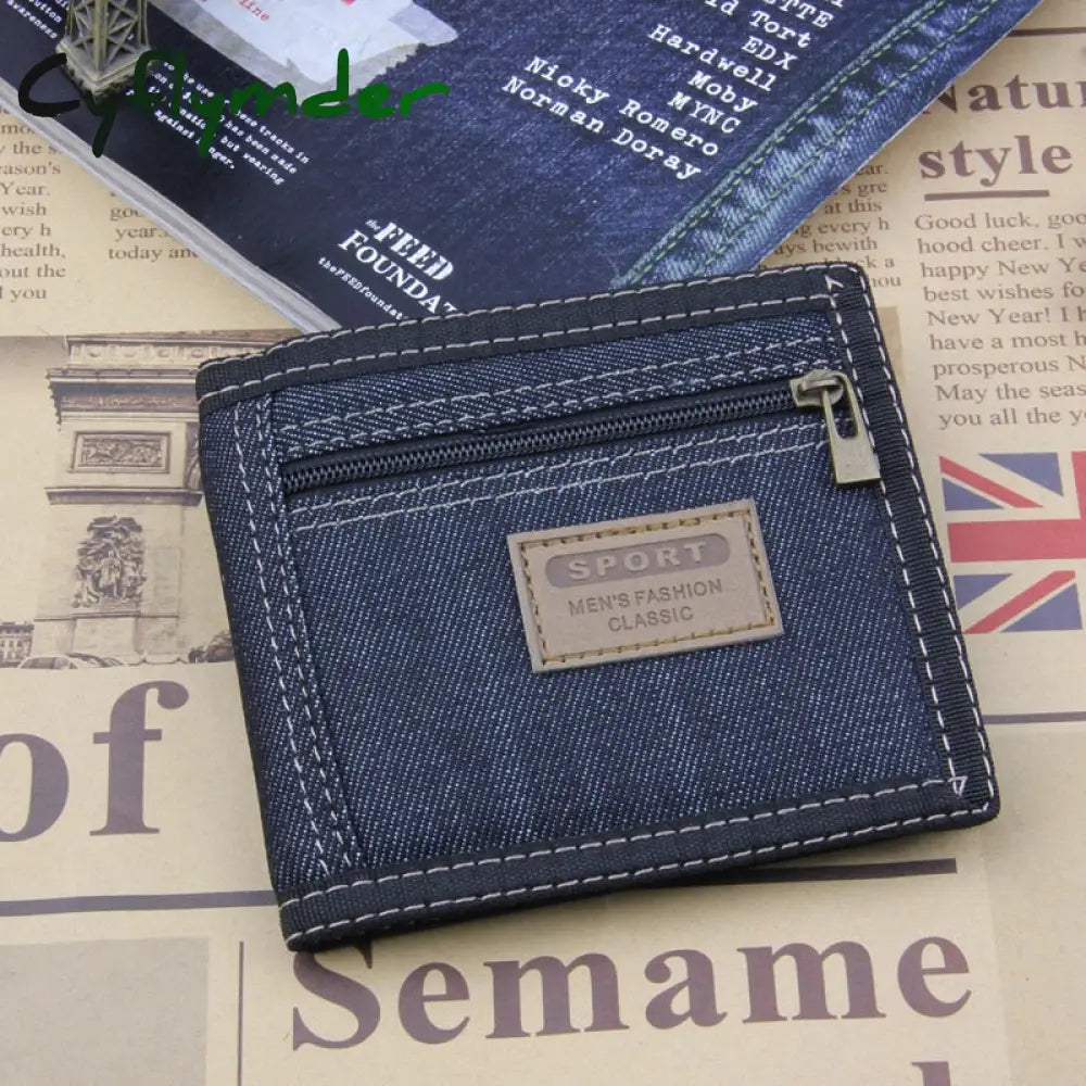 Cyflymder New Vintage Denim Blue Jeans Canvas Wallets Women / Men Quality Man Best Gift For