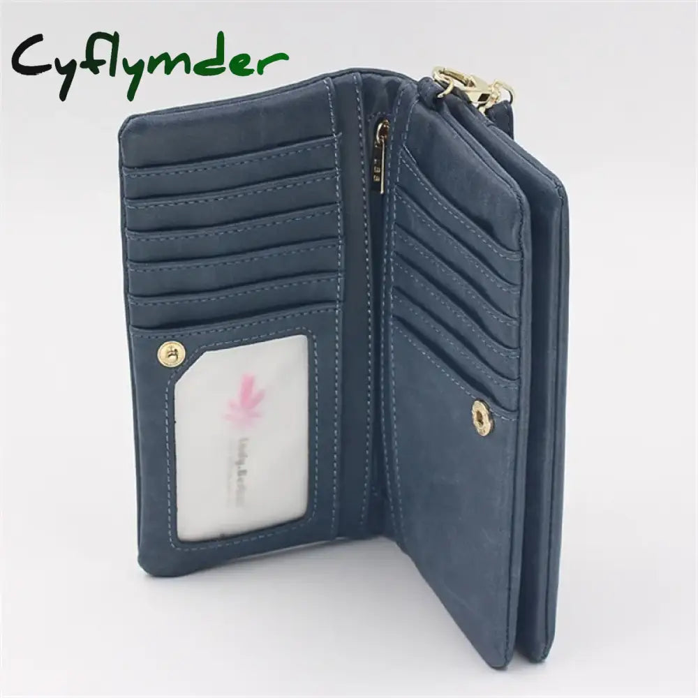 Cyflymder New Vintage Frosted Double Zipper Long Wallet Large Capacity Women Folding Mobile Bag Women Wallet