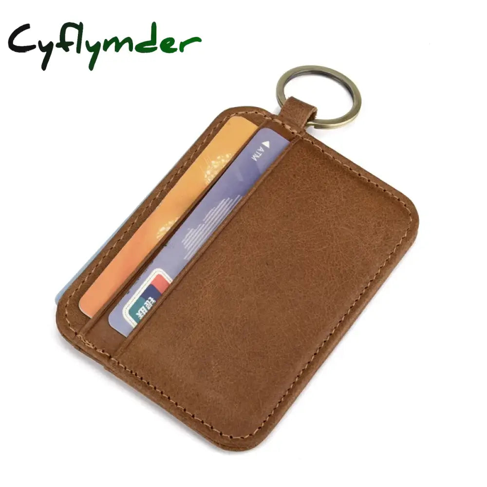 Cyflymder New Vintage Genuine Leather Mini Wallet Men’s Credit Card Holder Slim Clutch Money Bag