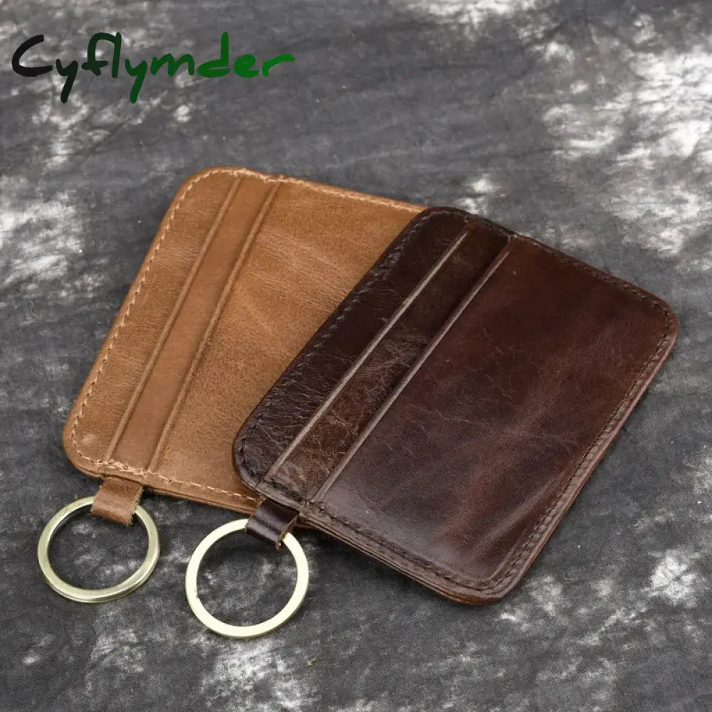 Cyflymder New Vintage Genuine Leather Mini Wallet Men’s Credit Card Holder Slim Clutch Money Bag