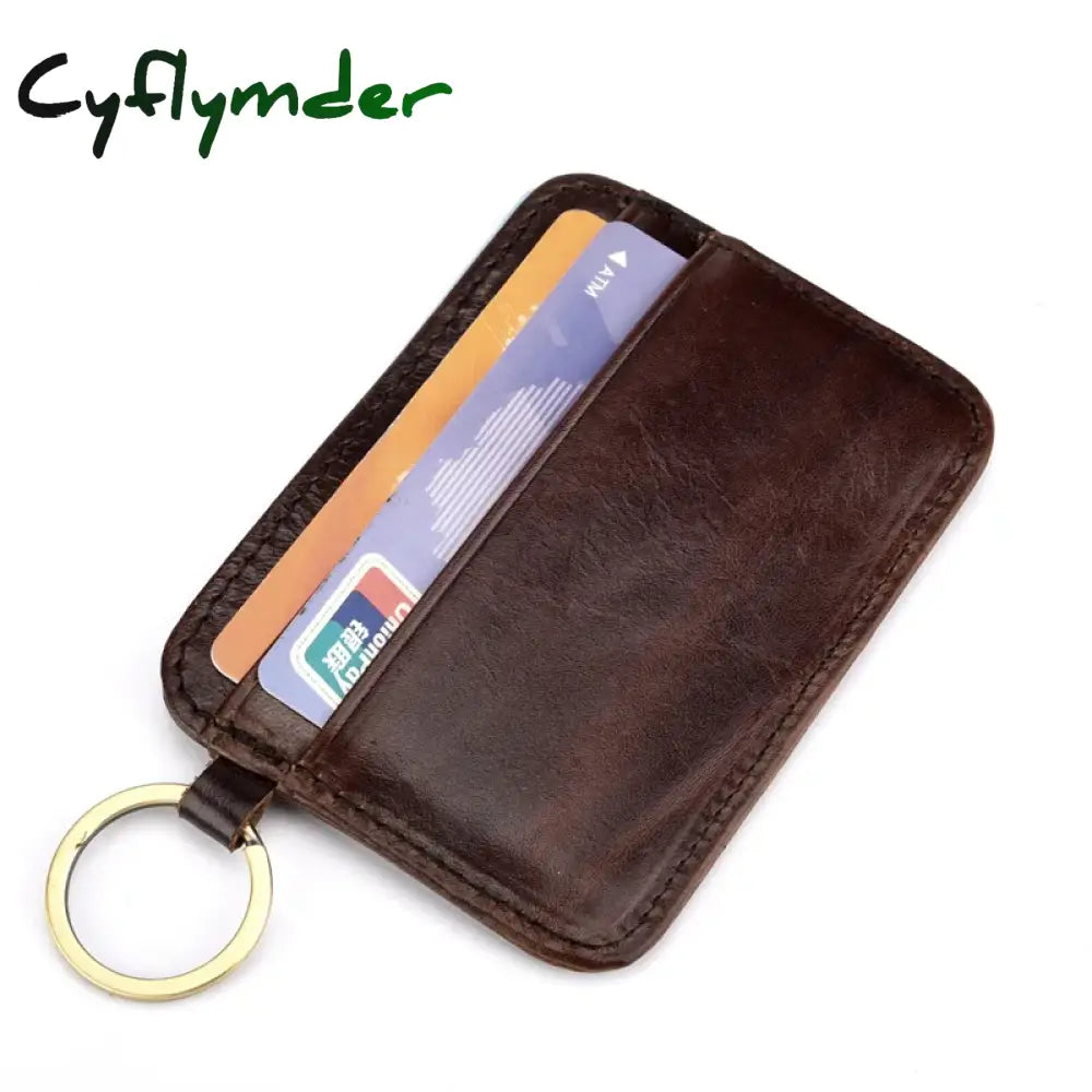 Cyflymder New Vintage Genuine Leather Mini Wallet Men’s Credit Card Holder Slim Clutch Money Bag