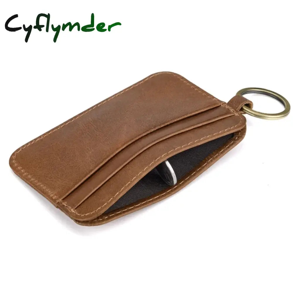 Cyflymder New Vintage Genuine Leather Mini Wallet Men’s Credit Card Holder Slim Clutch Money Bag