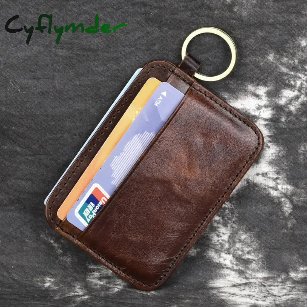 Cyflymder New Vintage Genuine Leather Mini Wallet Men’s Credit Card Holder Slim Clutch Money Bag