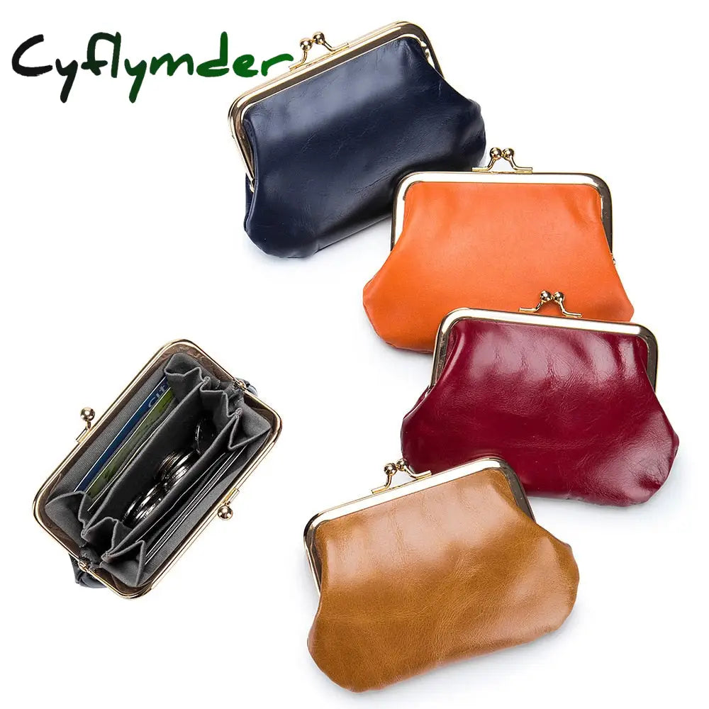 Cyflymder New Vintage Women Cowhide Wallets Female Genuine Leather Purses Portable Large Capacity