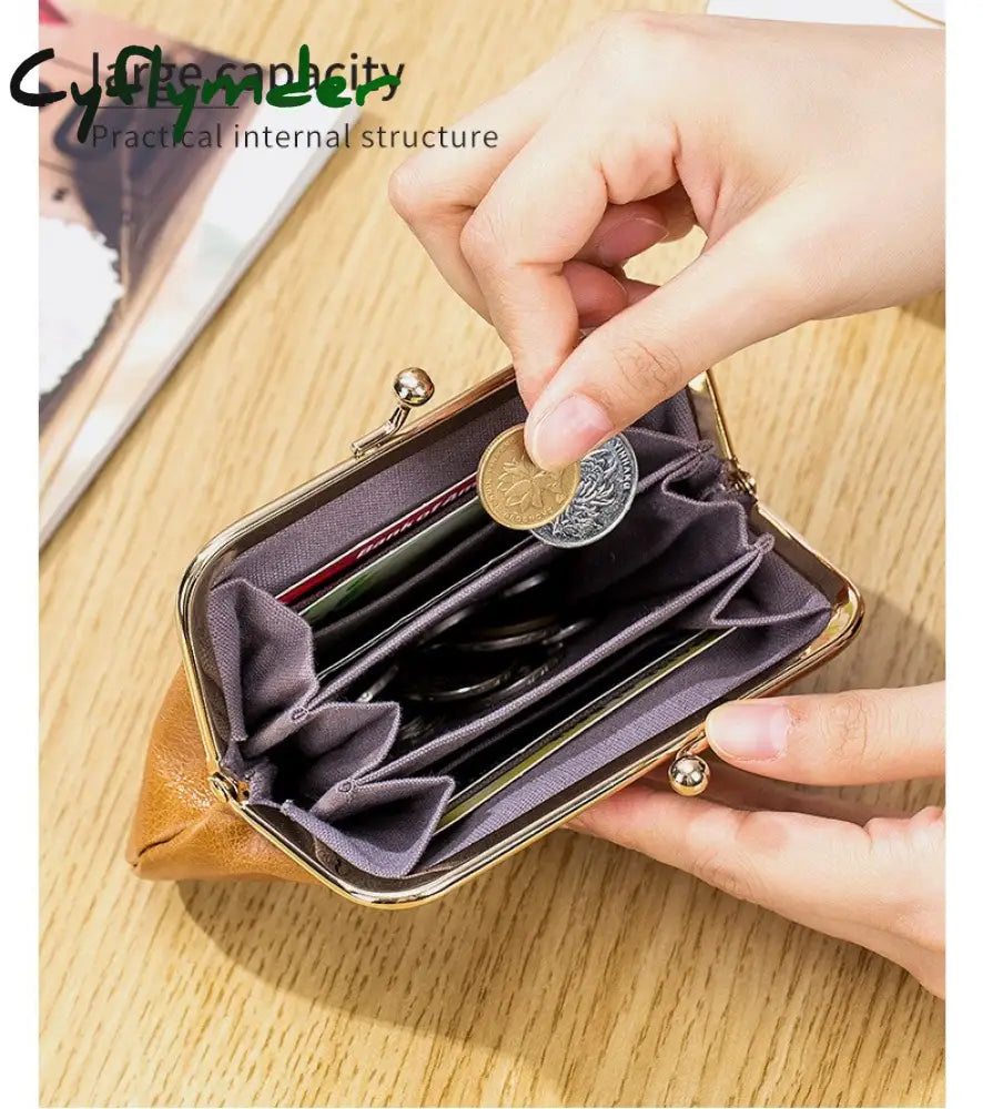 Cyflymder New Vintage Women Cowhide Wallets Female Genuine Leather Purses Portable Large Capacity