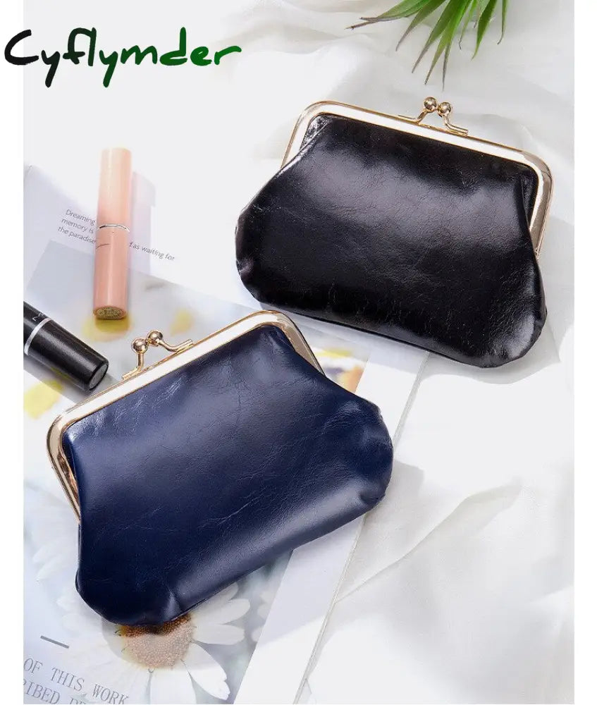 Cyflymder New Vintage Women Cowhide Wallets Female Genuine Leather Purses Portable Large Capacity