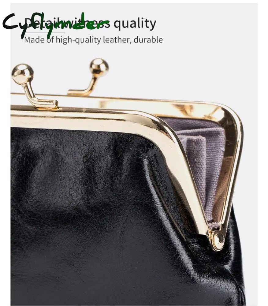 Cyflymder New Vintage Women Cowhide Wallets Female Genuine Leather Purses Portable Large Capacity