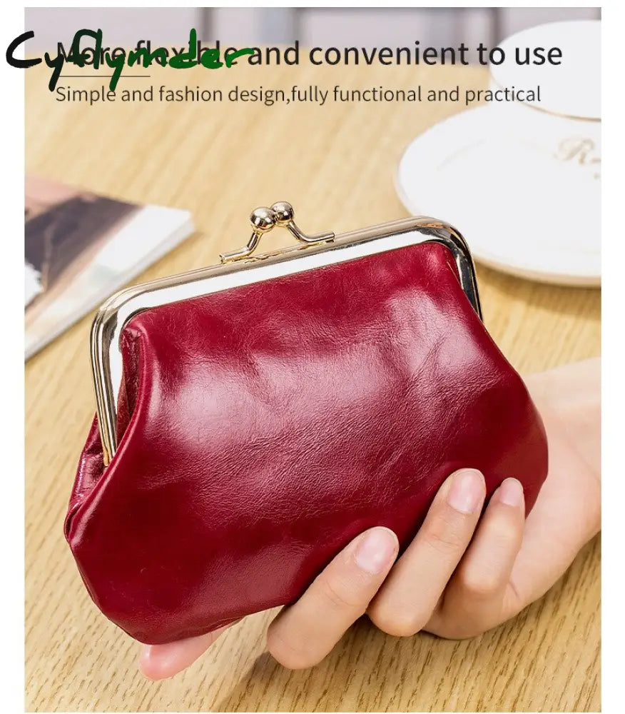 Cyflymder New Vintage Women Cowhide Wallets Female Genuine Leather Purses Portable Large Capacity