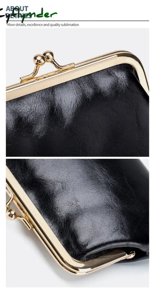 Cyflymder New Vintage Women Cowhide Wallets Female Genuine Leather Purses Portable Large Capacity