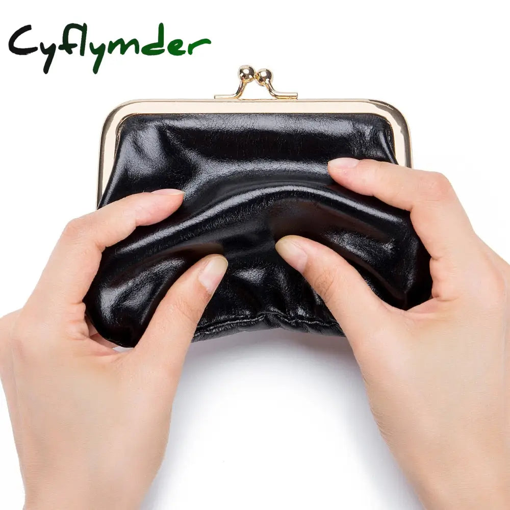 Cyflymder New Vintage Women Cowhide Wallets Female Genuine Leather Purses Portable Large Capacity