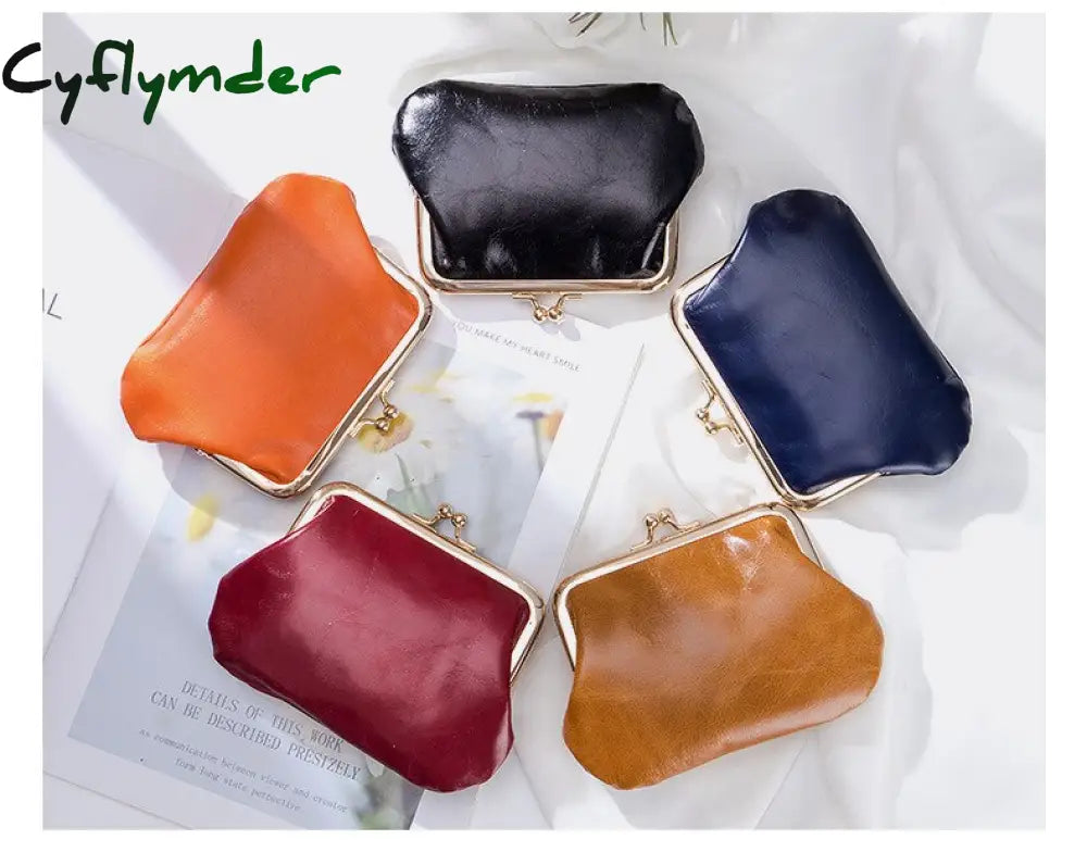 Cyflymder New Vintage Women Cowhide Wallets Female Genuine Leather Purses Portable Large Capacity