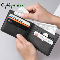 Cyflymder New Wallet Men Short Dollar Clip Zipper Simple Soft Leather Lightweight