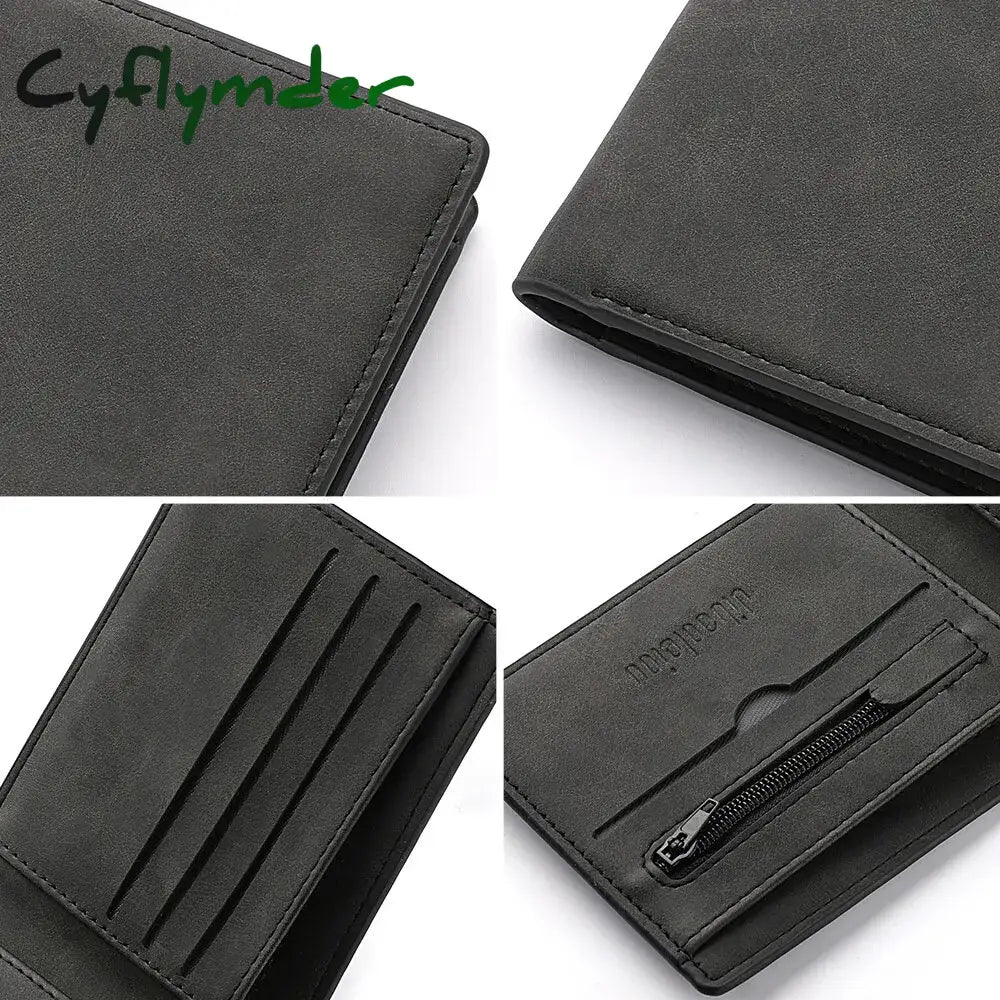 Cyflymder New Wallet Men Short Dollar Clip Zipper Simple Soft Leather Lightweight