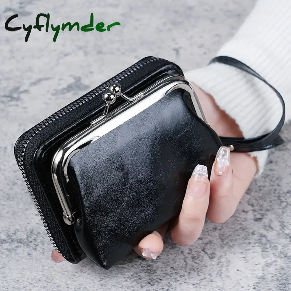 Cyflymder New Wallet Women Fashion Wrist Strap Short Coin Purse Large Capacity Coin Clip Bag Multi-card Card Bag Wallet
