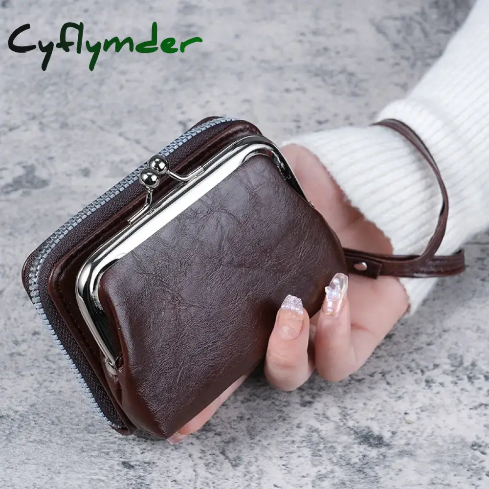 Cyflymder New Wallet Women Fashion Wrist Strap Short Coin Purse Large Capacity Coin Clip Bag Multi-card Card Bag Wallet