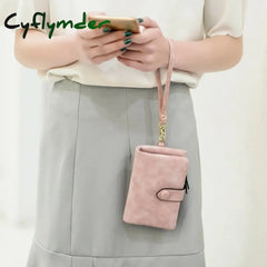 Cyflymder New Wallet Women’s Short Korean Cute Buckle Double Discount Multi Card Change Handbag